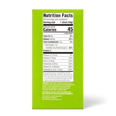 Up & Up Lemon Lime Hydration with Electrolytes Vegan Supplements - 11.3oz/20ct Stick Packs - up & up™ - Image 2