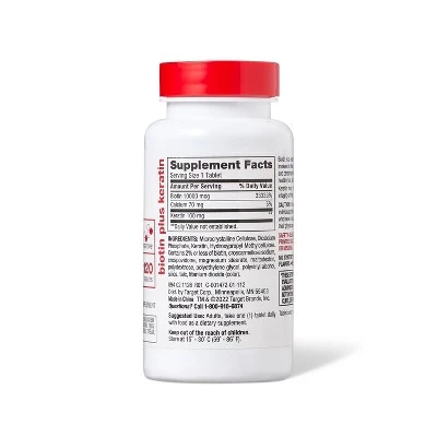 Up & Up Biotin with Keratin Dietary Supplement Tablets - 120ct - up & up™