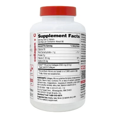 Up & Up Collagen + Vitamin C Tablets - 200ct - up & up™