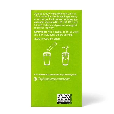 Up & Up Lemon Lime Hydration with Electrolytes Vegan Supplements - 11.3oz/20ct Stick Packs - up & up™ - Image 3